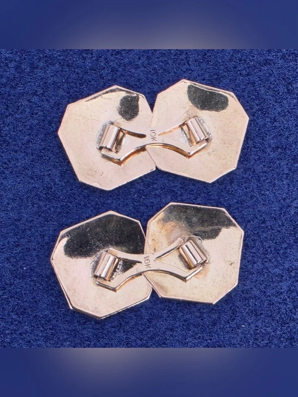 Vintage Art Deco 10k White Gold Octagonal Cufflinks